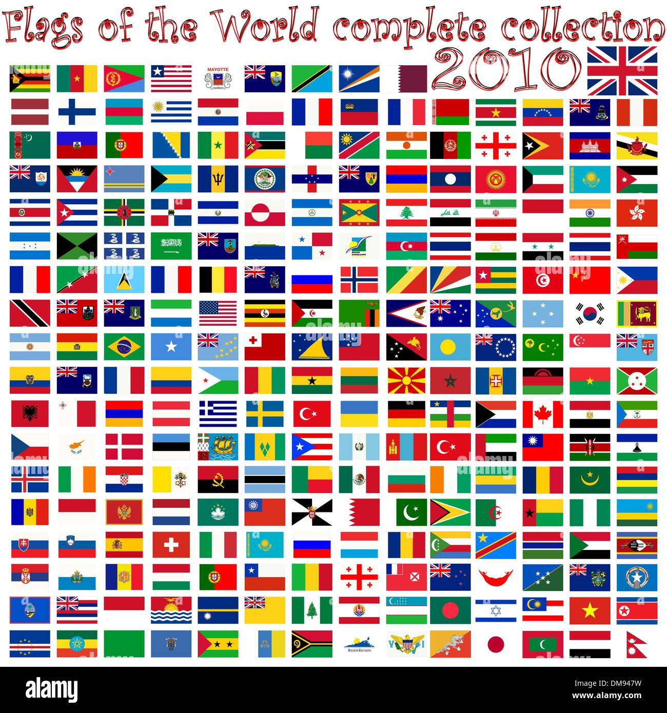 Flaggen der Welt gegen weiß Stock Vektor