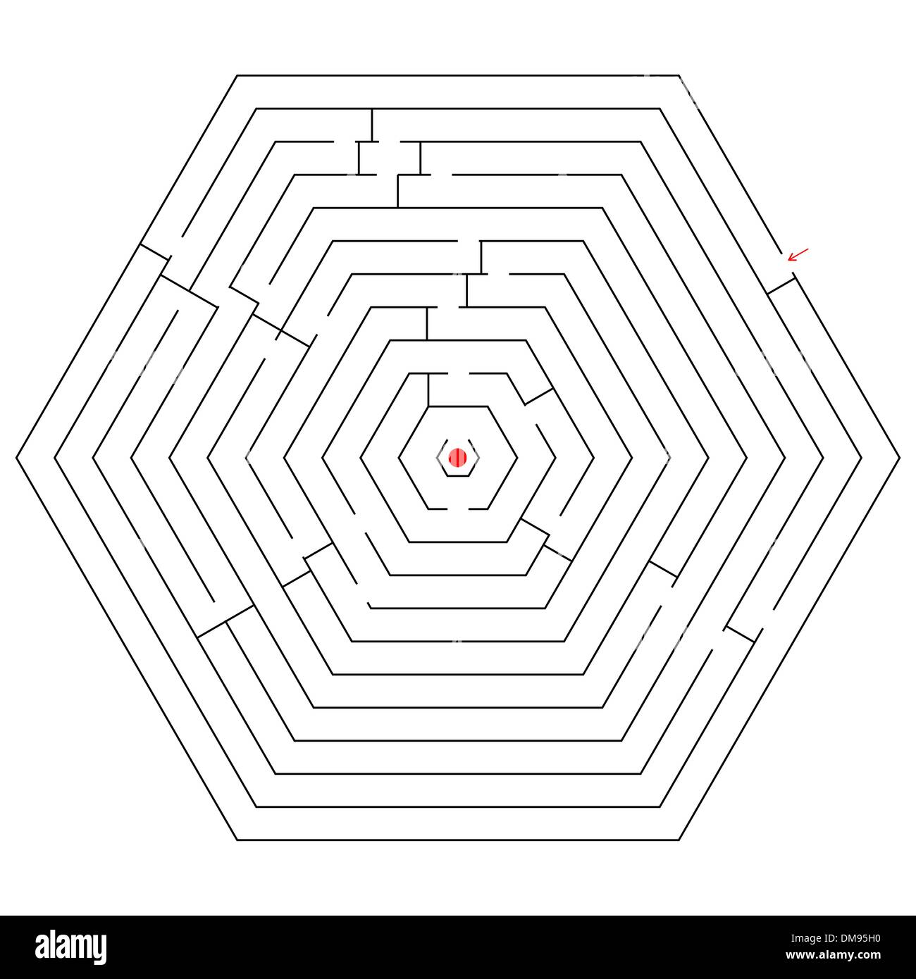 sechseckige schwarze Labyrinth Stock Vektor