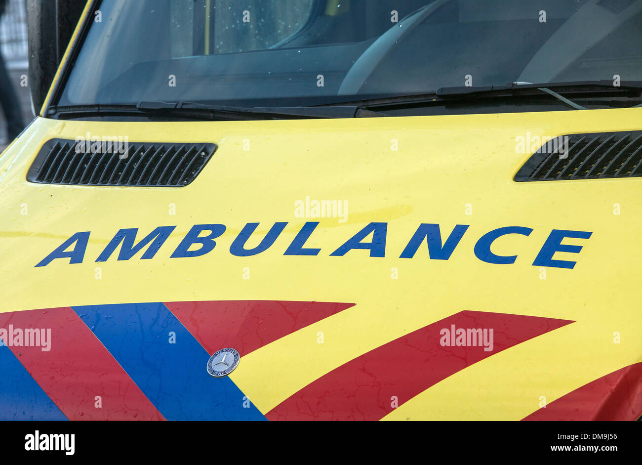 Krankenwagen in Nahaufnahme Stockfoto