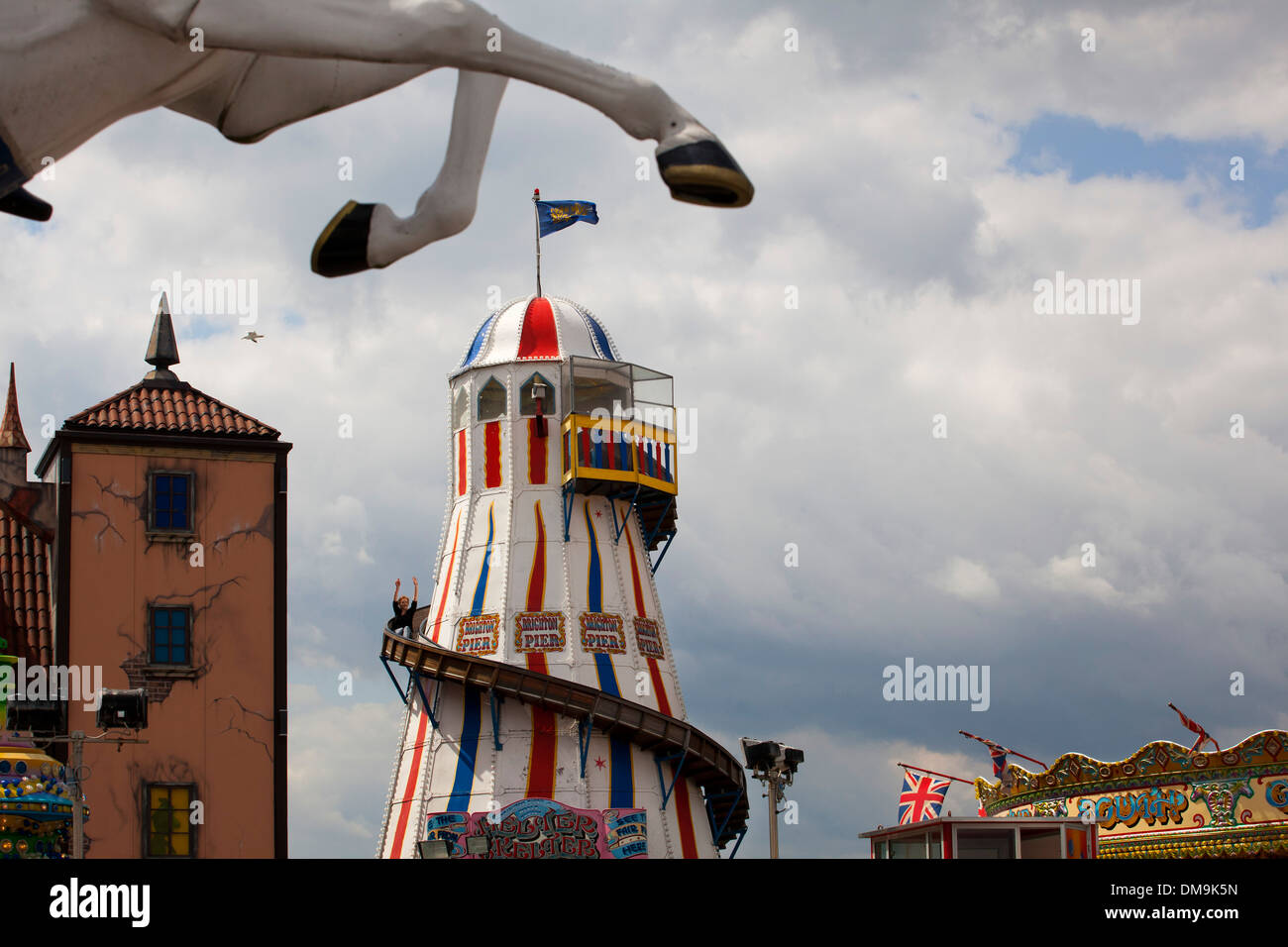 Die Helter Skelter am Pier von Brighton. Stockfoto