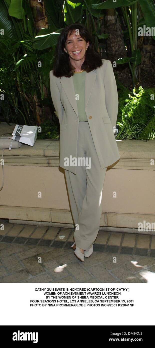 13. September 2001 - Los Angeles, Kalifornien, USA - CATHY GUISEWITE ist geehrt (Zeichner des "CATHY"). WOMEN OF ACHIEVEMENT AWARDS MITTAGESSEN. VON DEN FRAUEN DES SHEBA MEDICAL CENTER. FOUR SEASONS HOTEL, LOS ANGELES, CA 13. SEPTEMBER 2001. NINA PROMMER / 2001 K22841NP (Kredit-Bild: © Globe Photos/ZUMAPRESS.com) Stockfoto