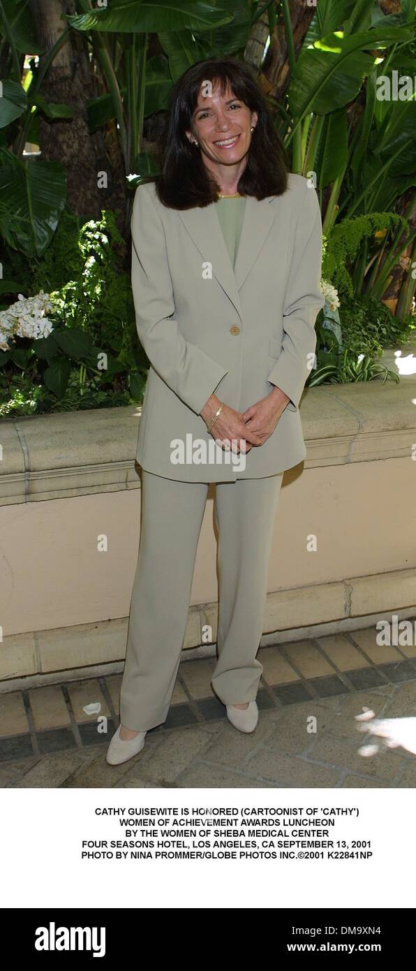 13. September 2001 - Los Angeles, Kalifornien, USA - CATHY GUISEWITE ist geehrt (Zeichner des "CATHY"). WOMEN OF ACHIEVEMENT AWARDS MITTAGESSEN. VON DEN FRAUEN DES SHEBA MEDICAL CENTER. FOUR SEASONS HOTEL, LOS ANGELES, CA 13. SEPTEMBER 2001. NINA PROMMER / 2001 K22841NP (Kredit-Bild: © Globe Photos/ZUMAPRESS.com) Stockfoto