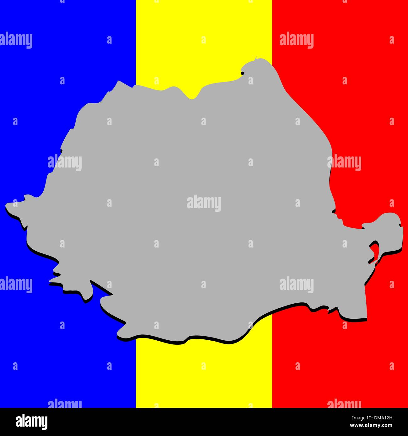 rumänische Karte über Nationalfarben Stock Vektor