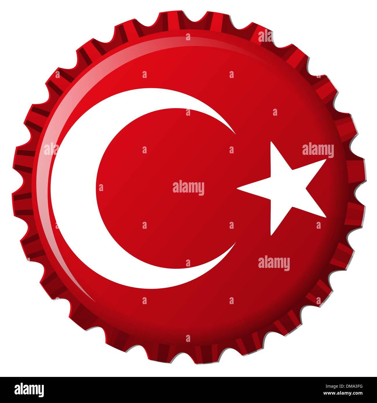 stilisierte Flagge Türkei auf Flaschenverschluss Stock Vektor