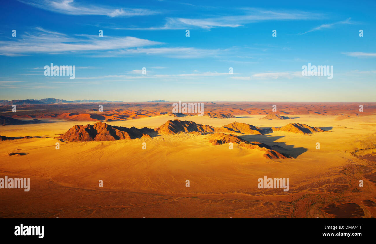 Namib-Wüste, Dünen von Sossusvlei, Luftbild Stockfoto