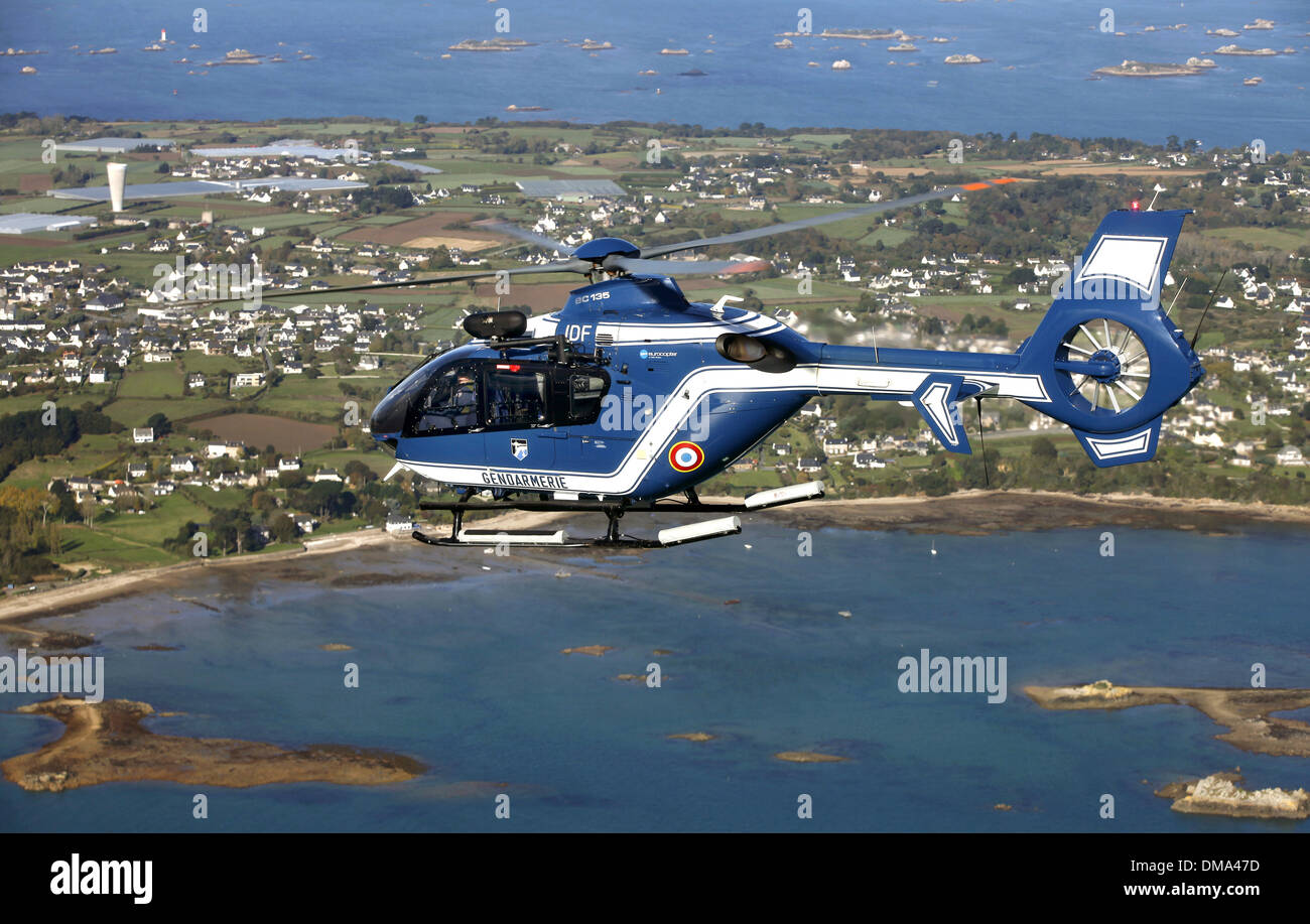 Bretagne, Bretagne (Frankreich): Der neue Eurocopter EC135 Hubschrauber von der Gendarmerie genutzt Stockfoto