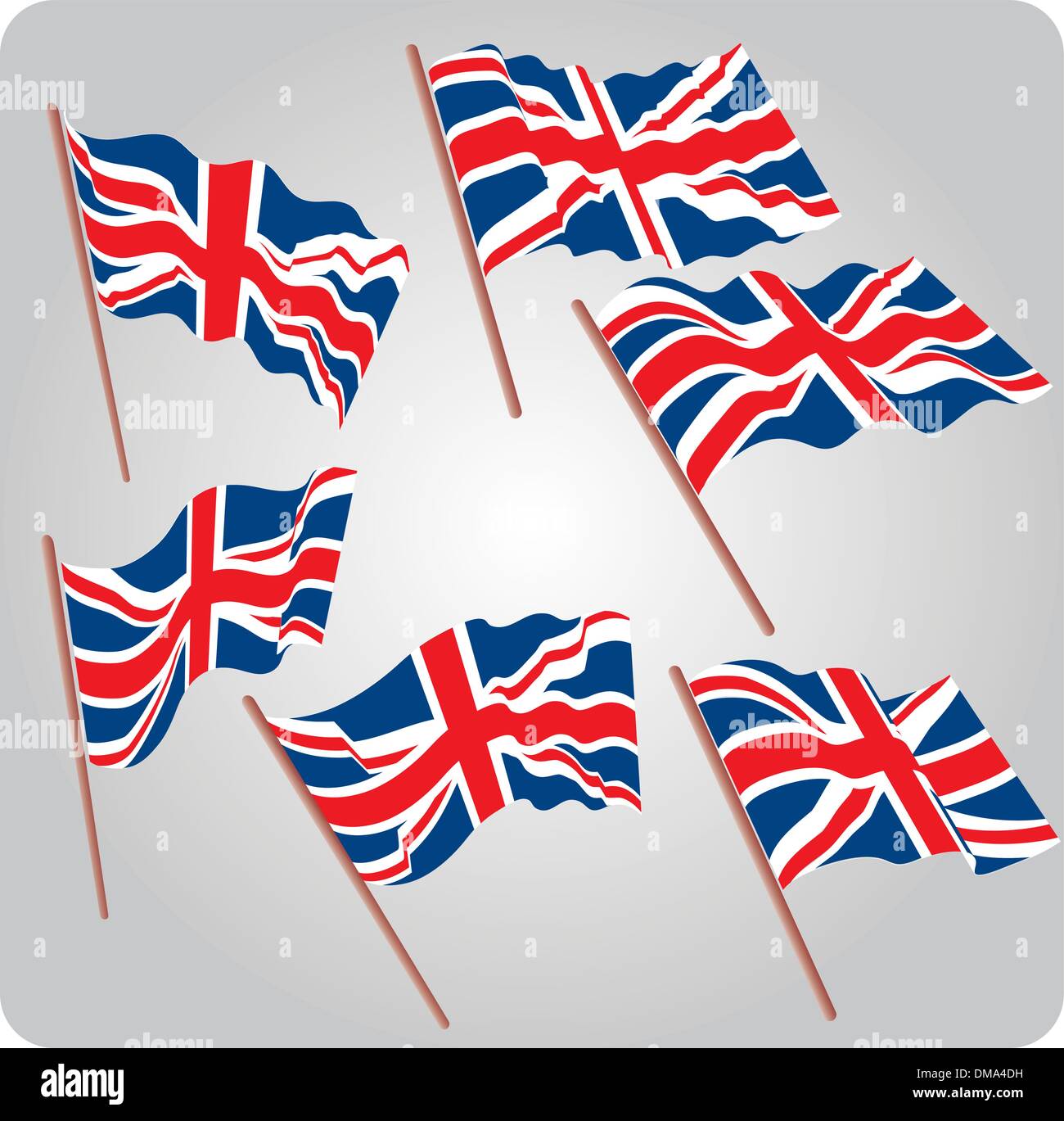 Sechs britische Flaggen Stock Vektor