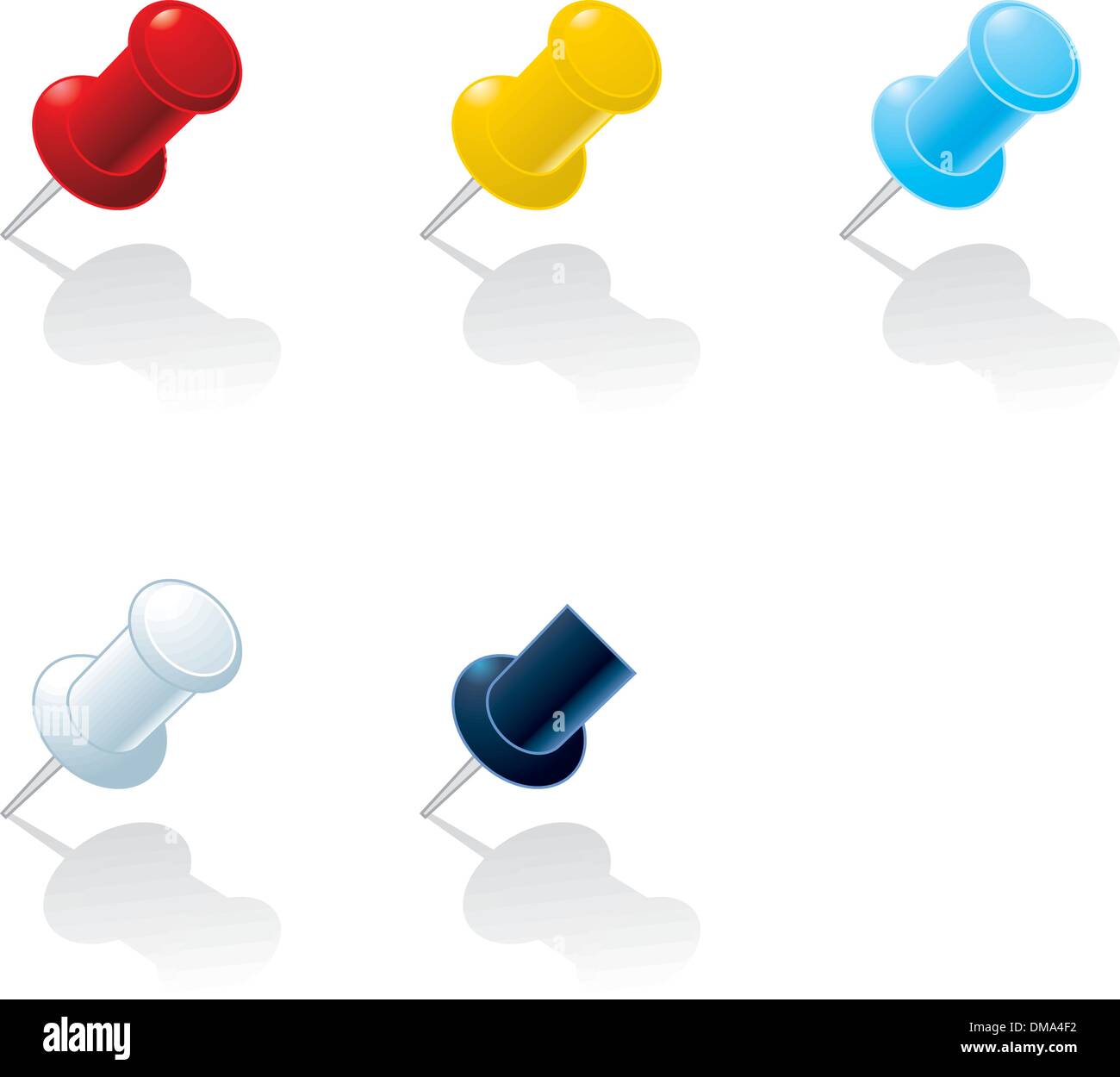 Vektor-Illustration: Push-Pins in verschiedenen Farben Stock Vektor
