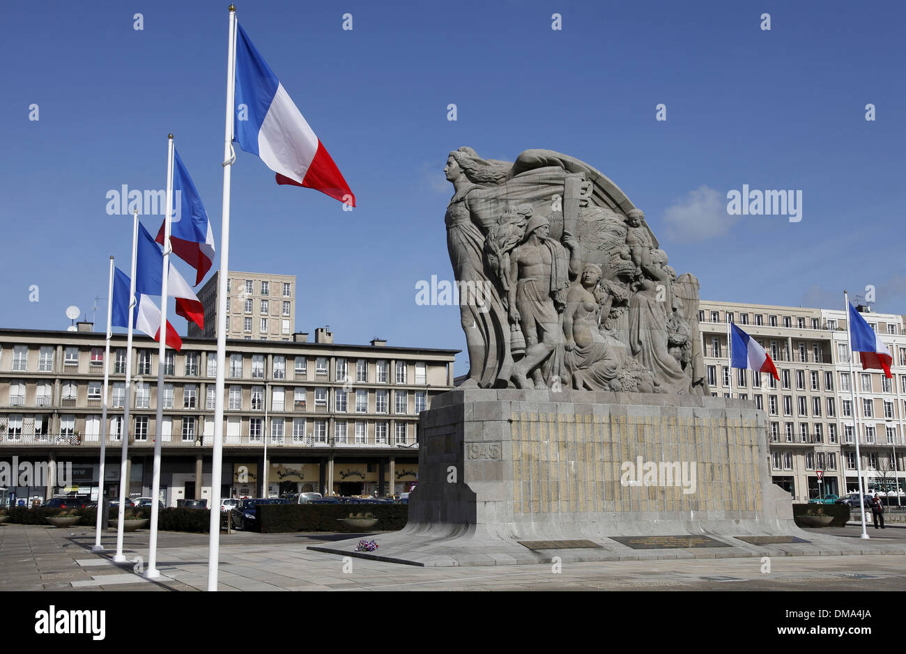 Le Havre: 'Place du Général De Gaulle' Square und Kriegerdenkmal. 2011 Stockfoto