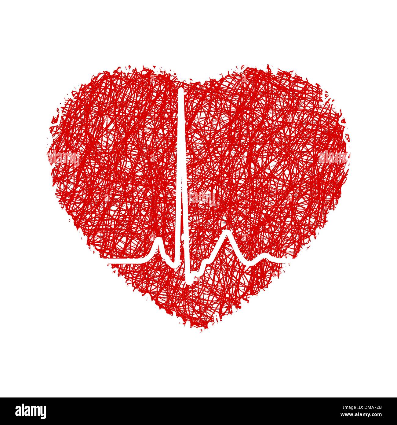 Herz mit EKG. EPS 8 Stock Vektor
