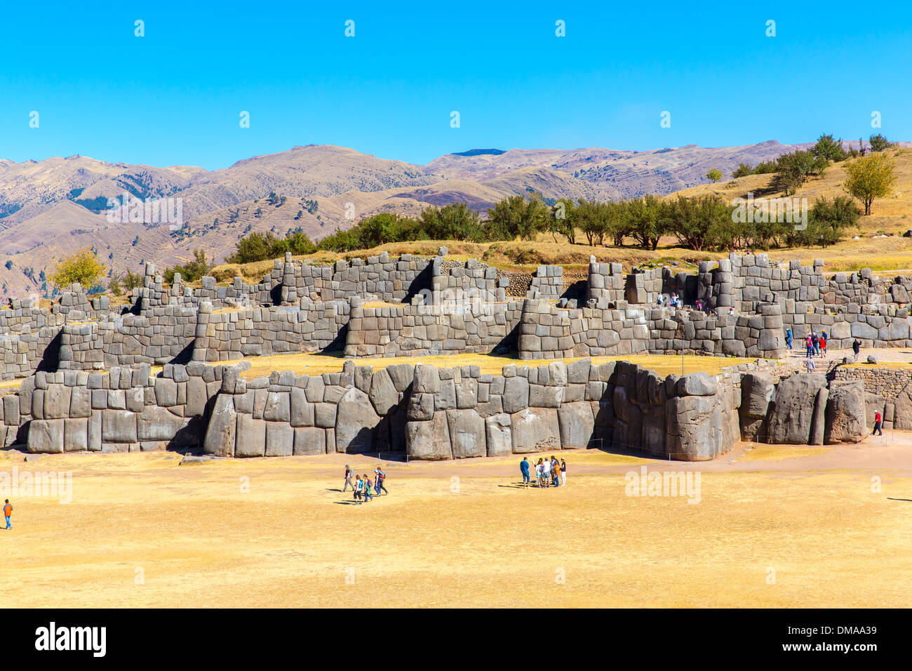 Inca-Wand im SAQSAYWAMAN Peru Südamerika. Beispiel von polygonalen Mauerwerk. Der berühmte 32 Winkel Stein in alten Inka Stockfoto