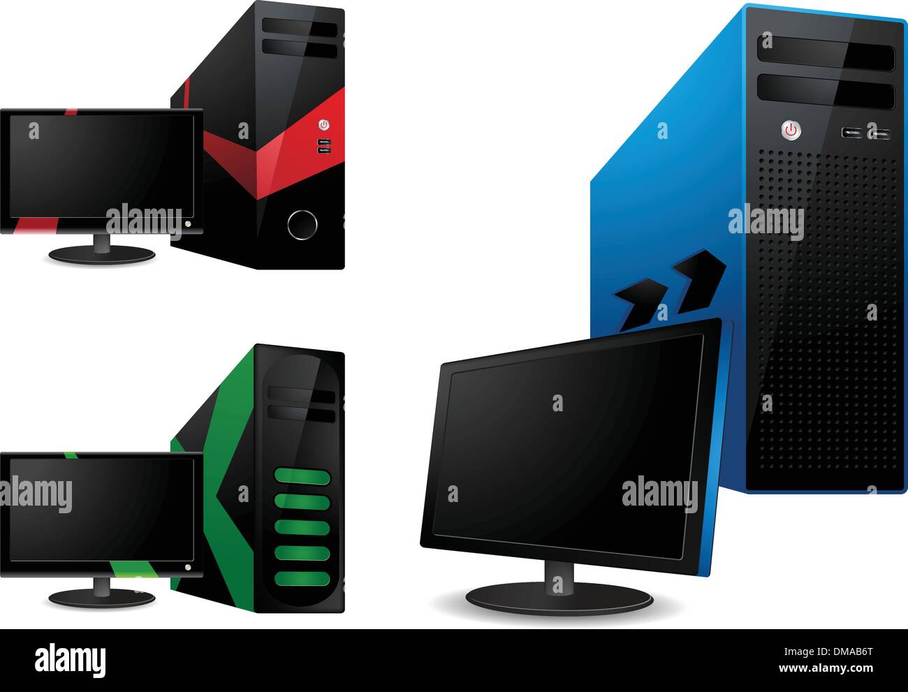 Computer und LCD-Monitor - Vektor-illustration Stock Vektor