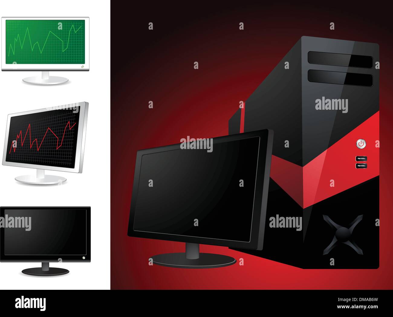 Computer und LCD-Monitor - Vektor-illustration Stock Vektor