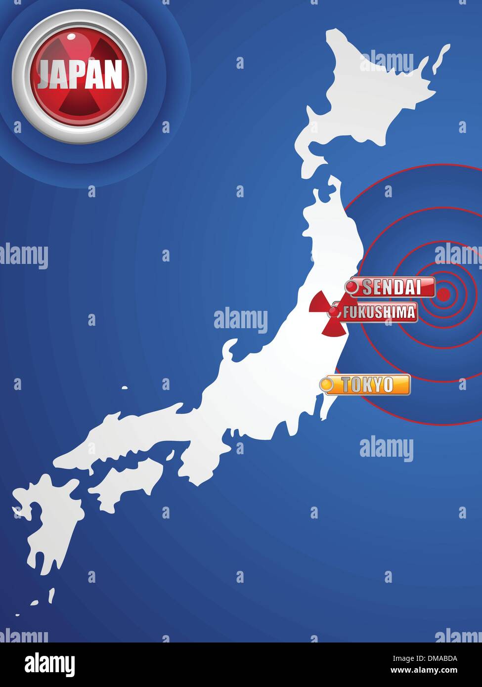 Japan Erdbeben und Tsunami-Katastrophe 2011 Stock Vektor