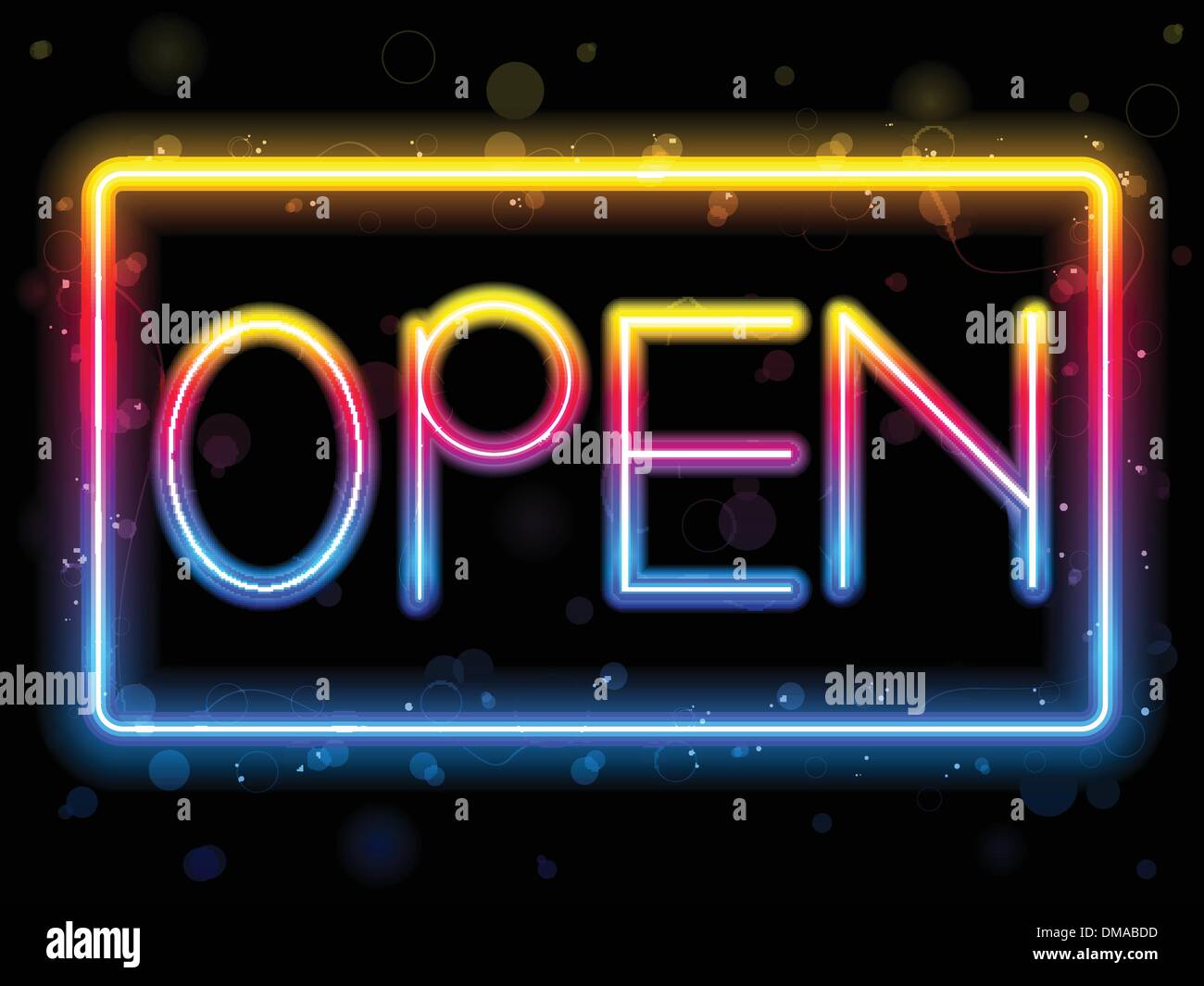 Offenen Neon Schild Regenbogen Farbe Stock Vektor