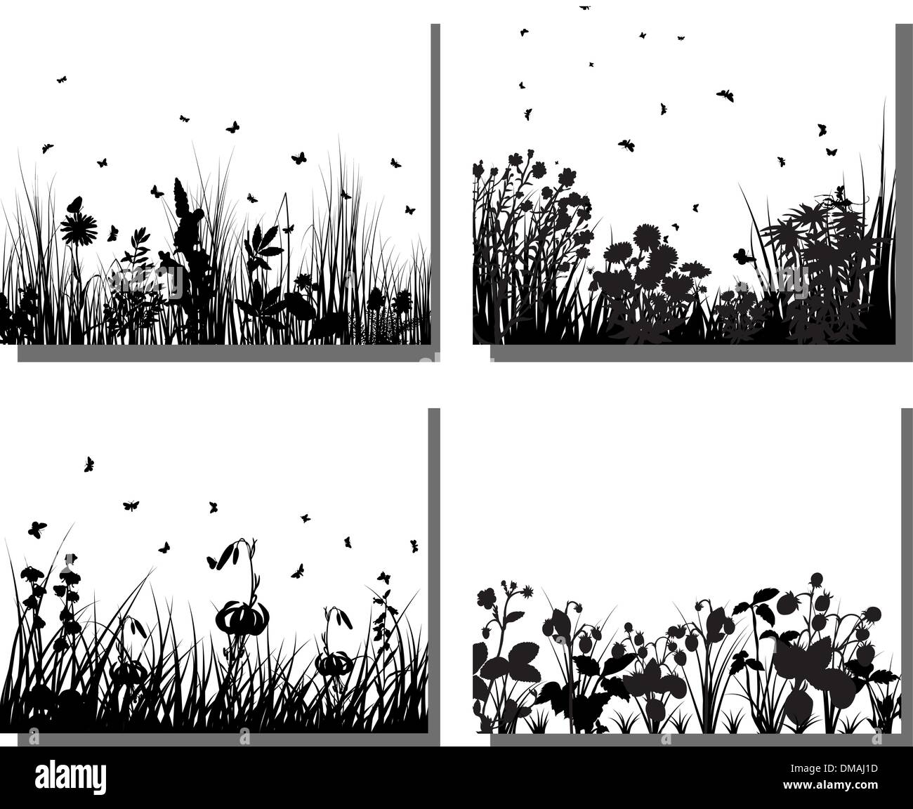 Grass Silhouetten eingestellt Stock Vektor