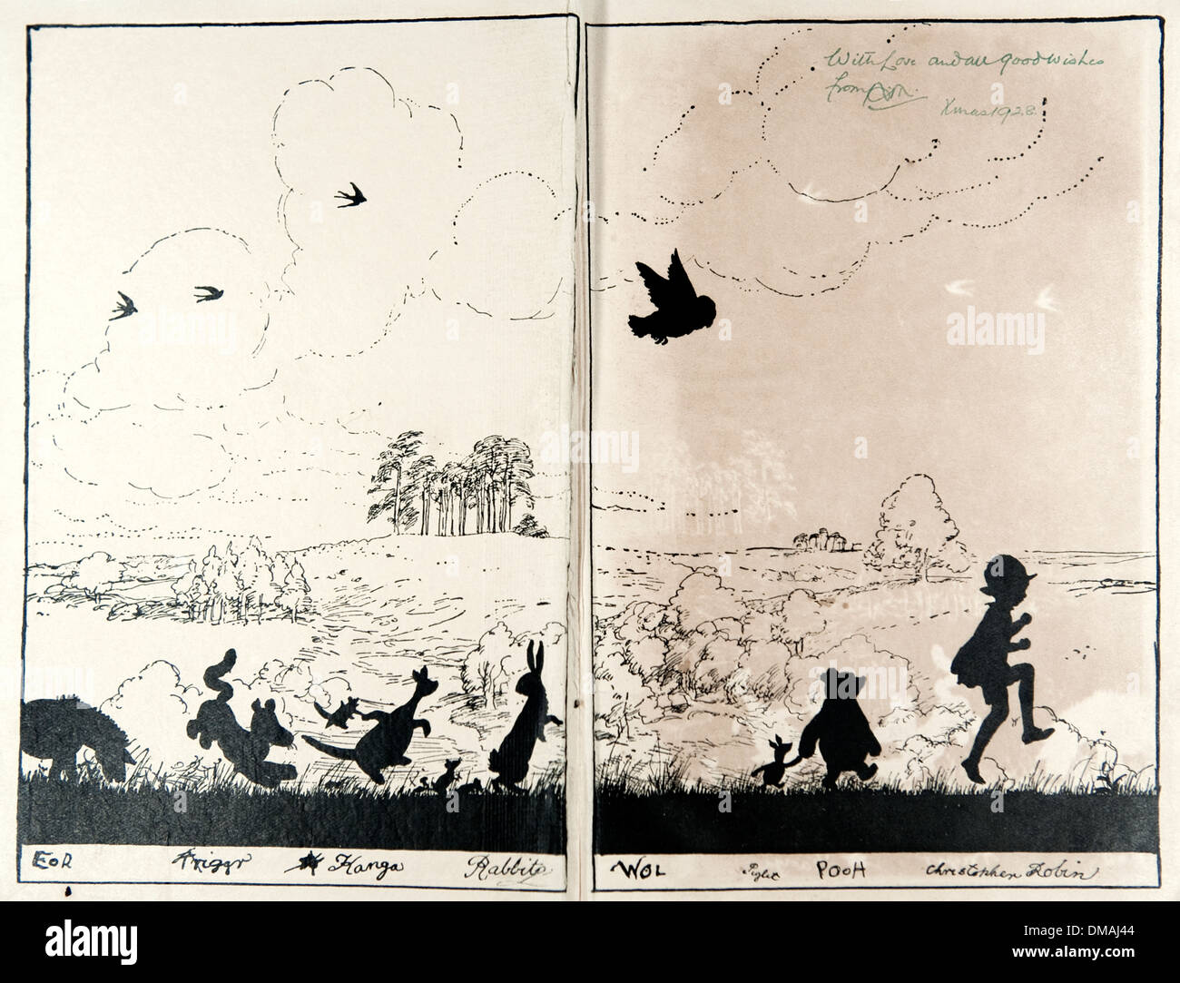 Haus auf Pooh Corner Signatur einer a Milne Archivierung Zeitdokument Stockfoto