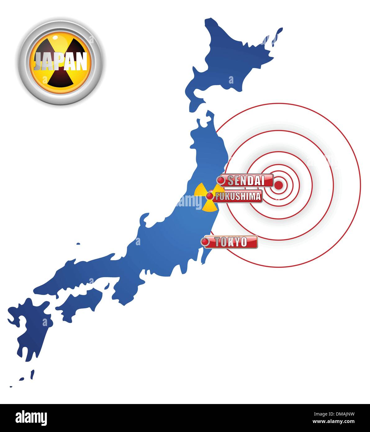 Japan Erdbeben, Tsunami und nuklearer Katastrophe 2011 Stock Vektor