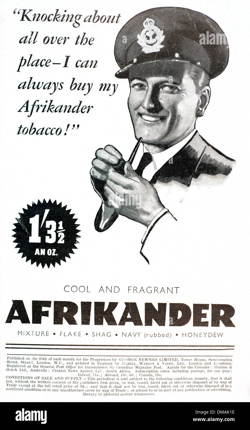 Alte Vintage Advert Afrikaner Tabak Archivierung Zeitdokument Stockfoto