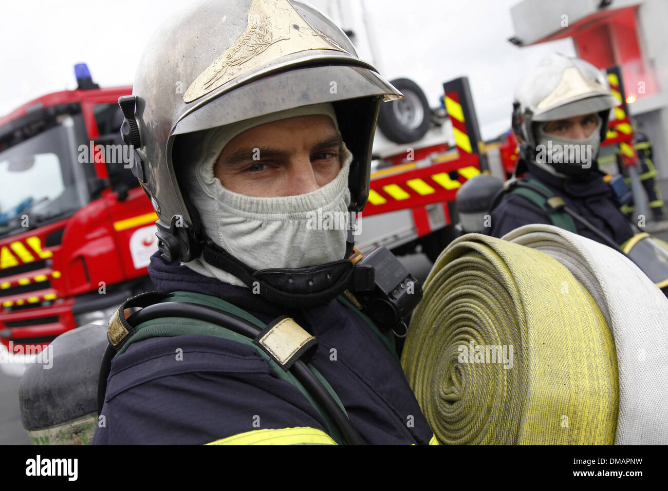 Feuerwehr, Betrieb während eines Brandes Stockfoto