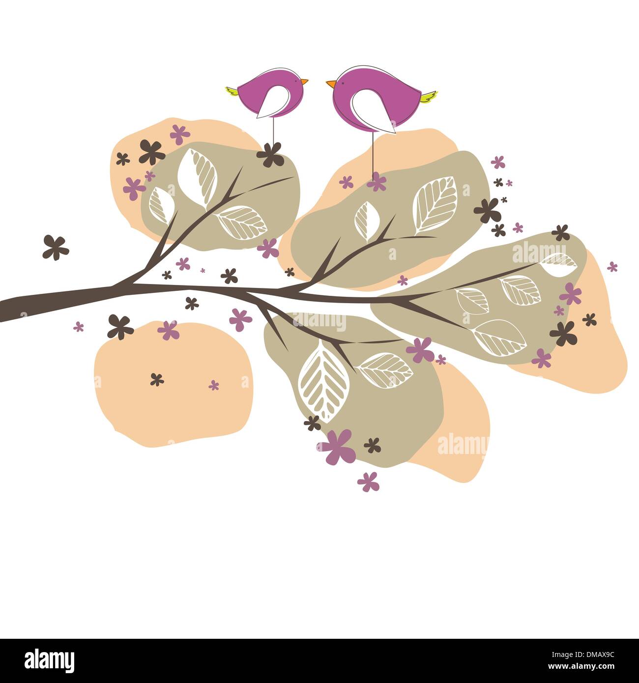 Hintergrund mit Vögel, Baum. Vektor-illustration Stock Vektor