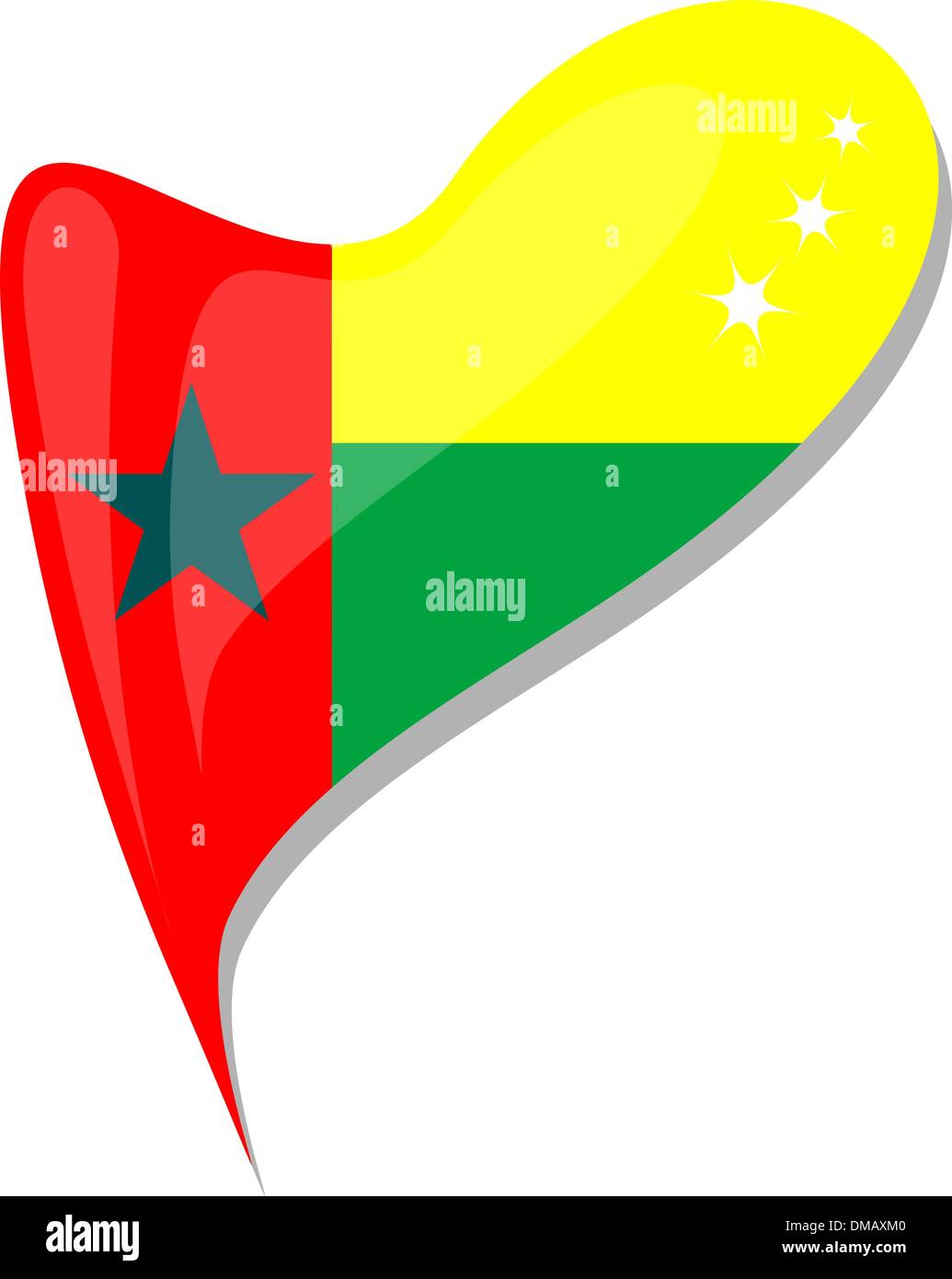 Guinea-Bissau in Herz. Symbol der Nationalflagge Guinea-Bissau Stock Vektor