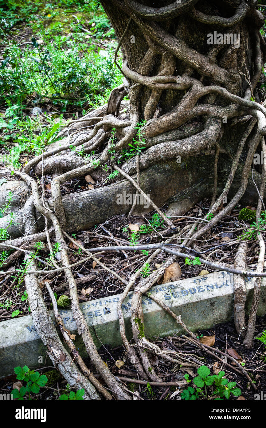 Grabstein, Highgate Cemetery (Ost), London, UK. Stockfoto