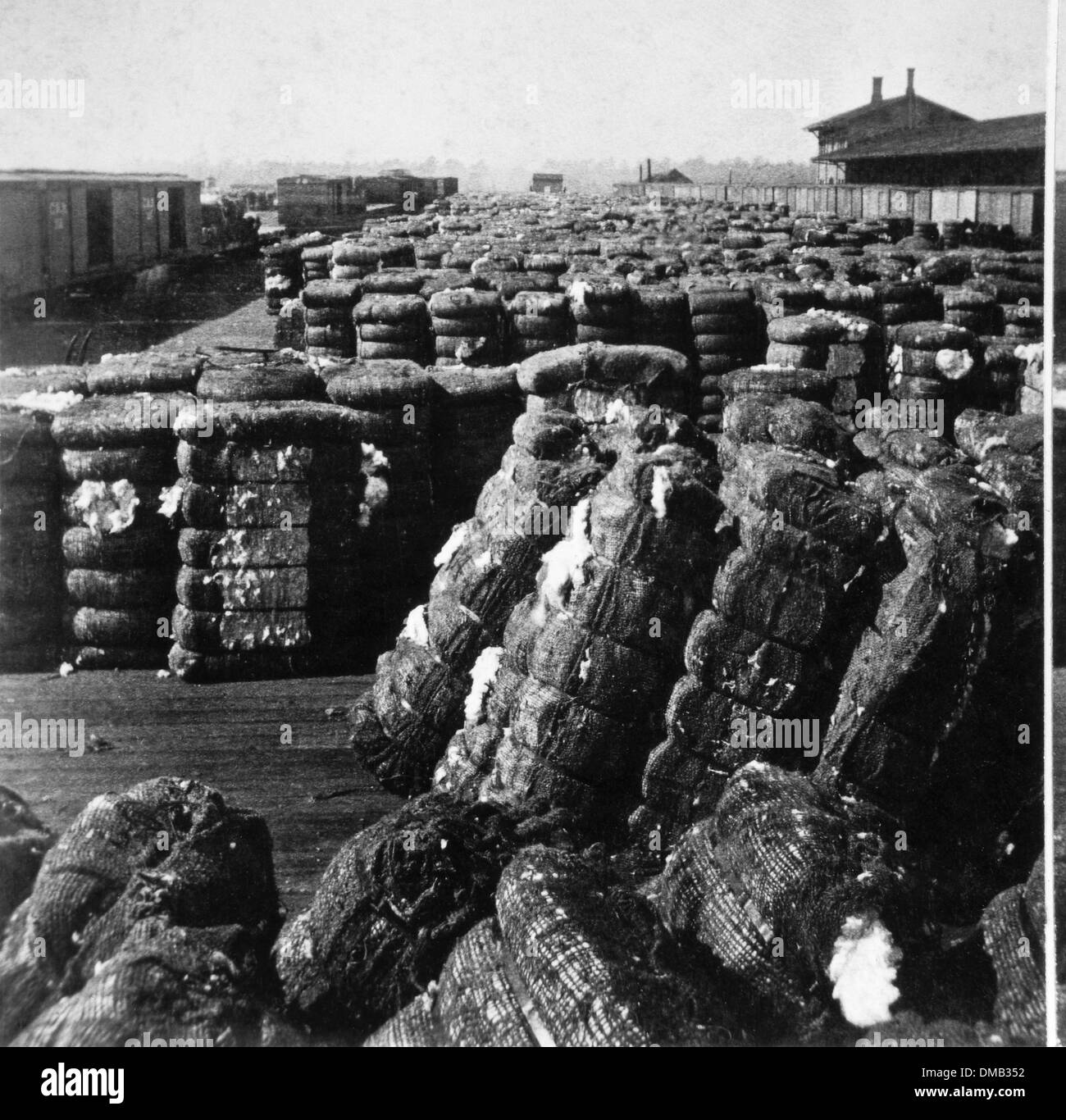 Ballen Baumwolle im Bahnbetriebswerk, New Orleans, Louisiana, USA, 1900 Stockfoto