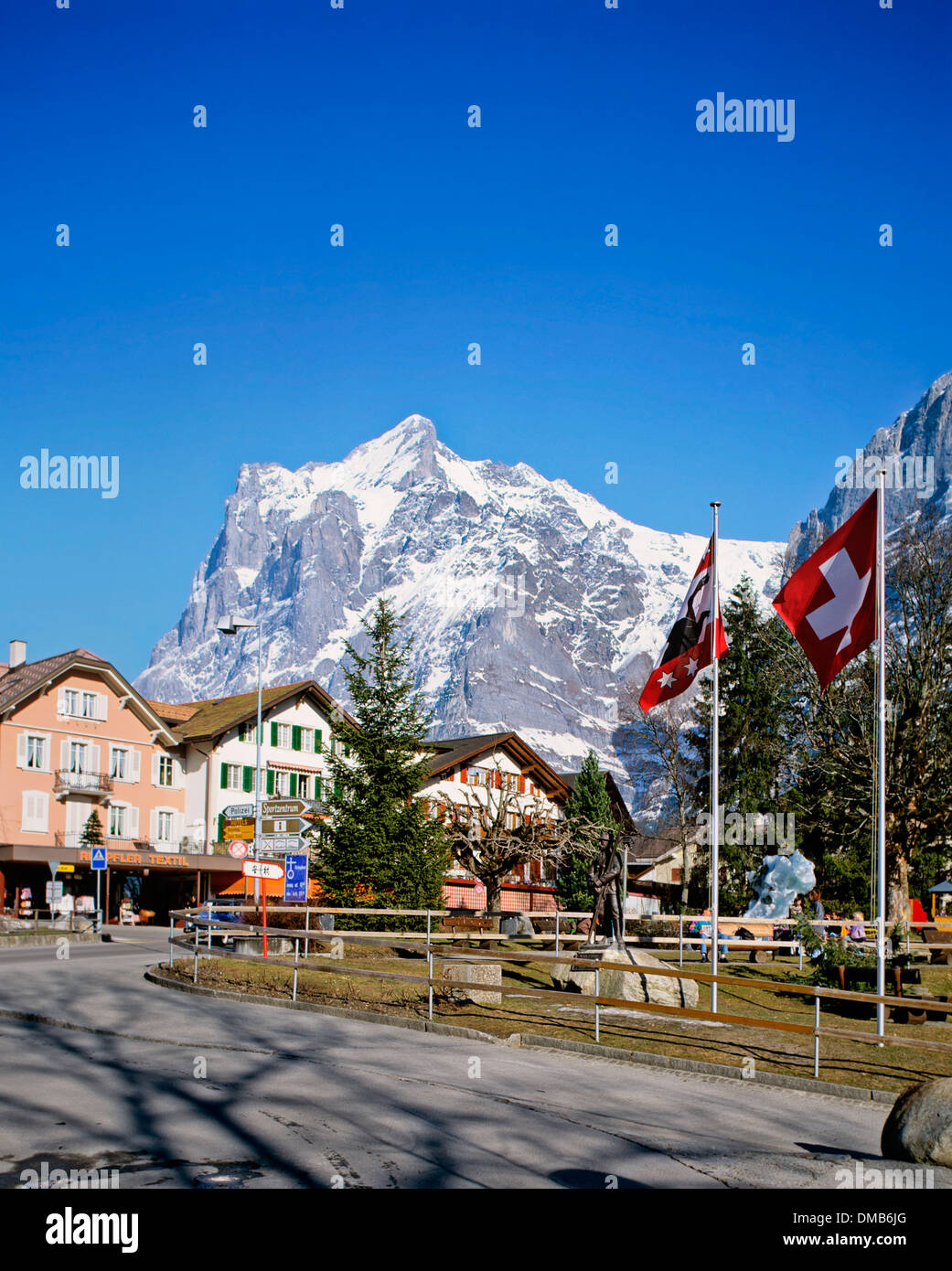 Bergwinter Skigebiet Grindelwald, Kanton Bern, Schweiz Stockfoto