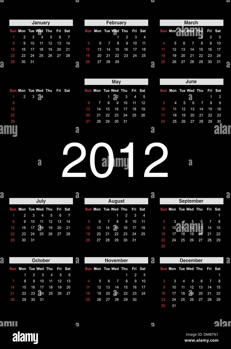 Kalender für 2012 Stock Vektor