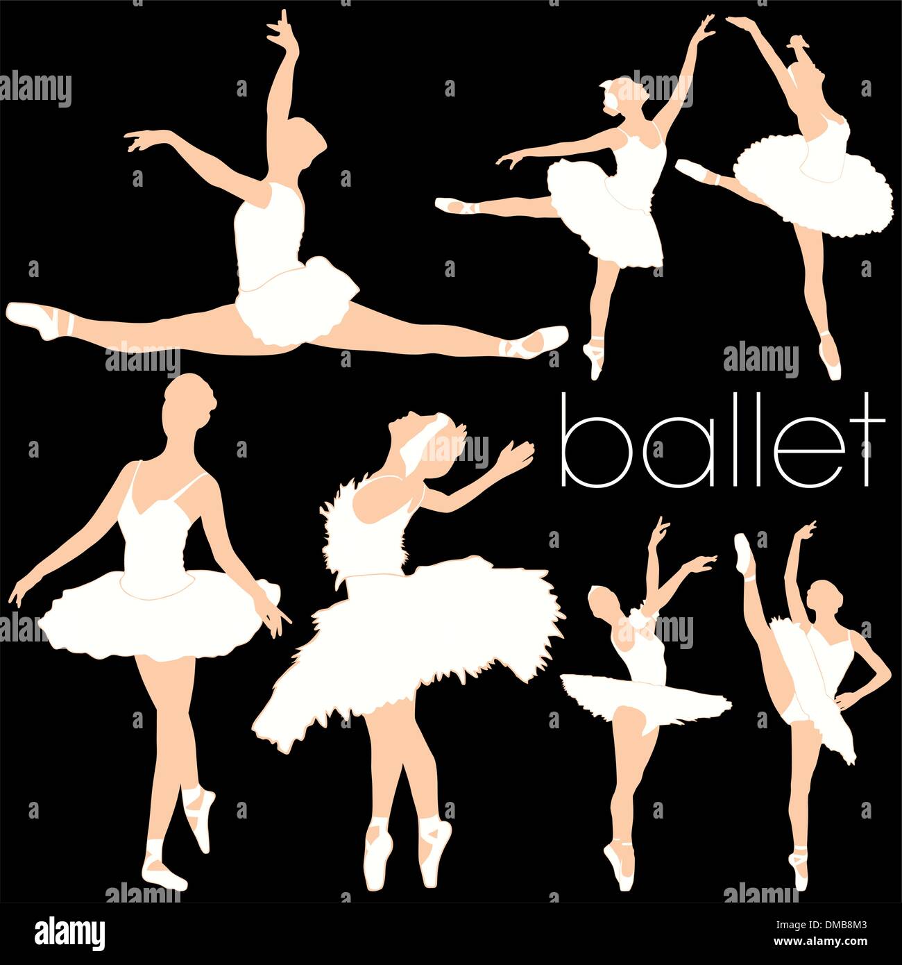 Ballett-Tänzer Silhouetten eingestellt Stock Vektor