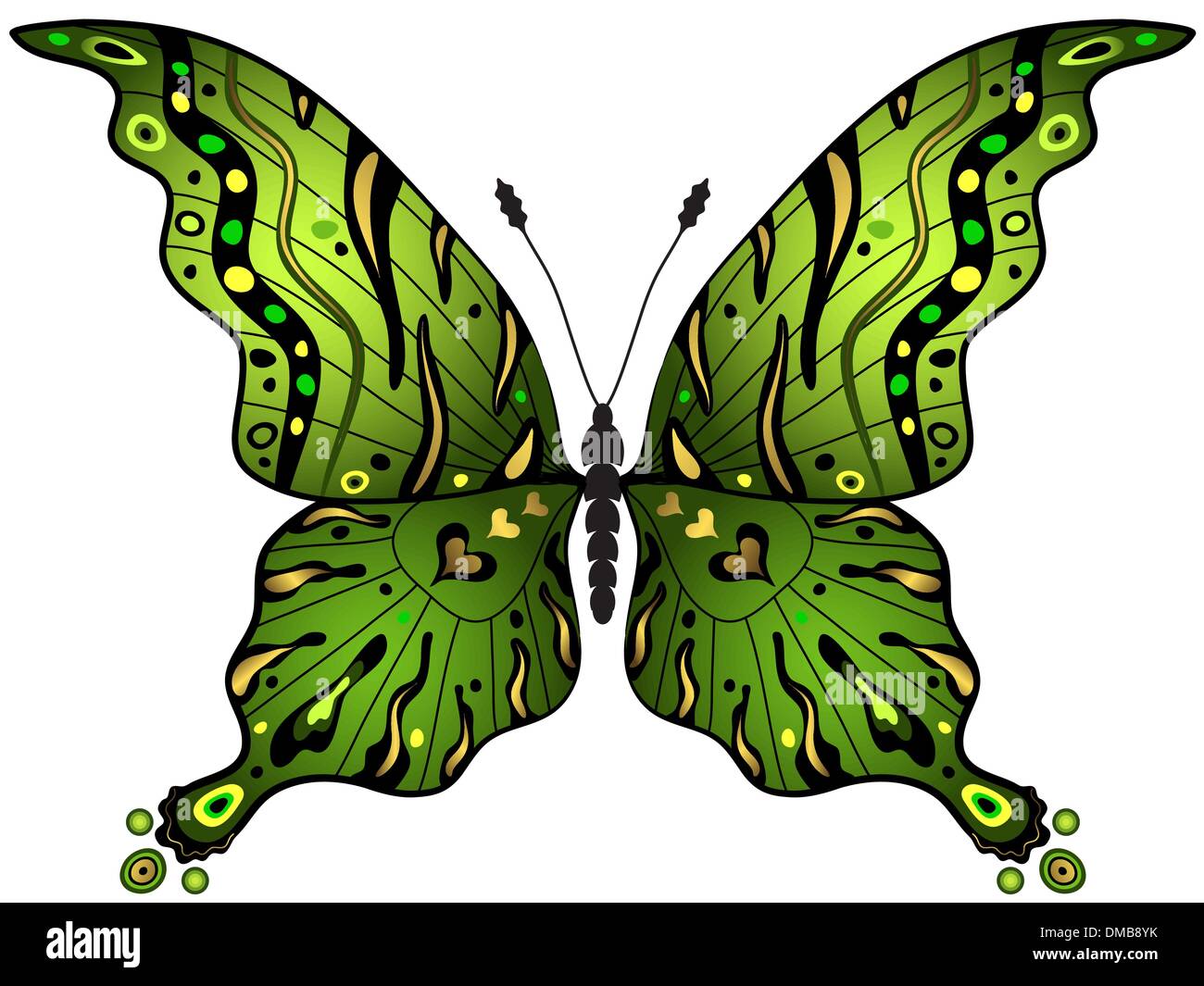 Grün-Gold Schmetterling Stock Vektor