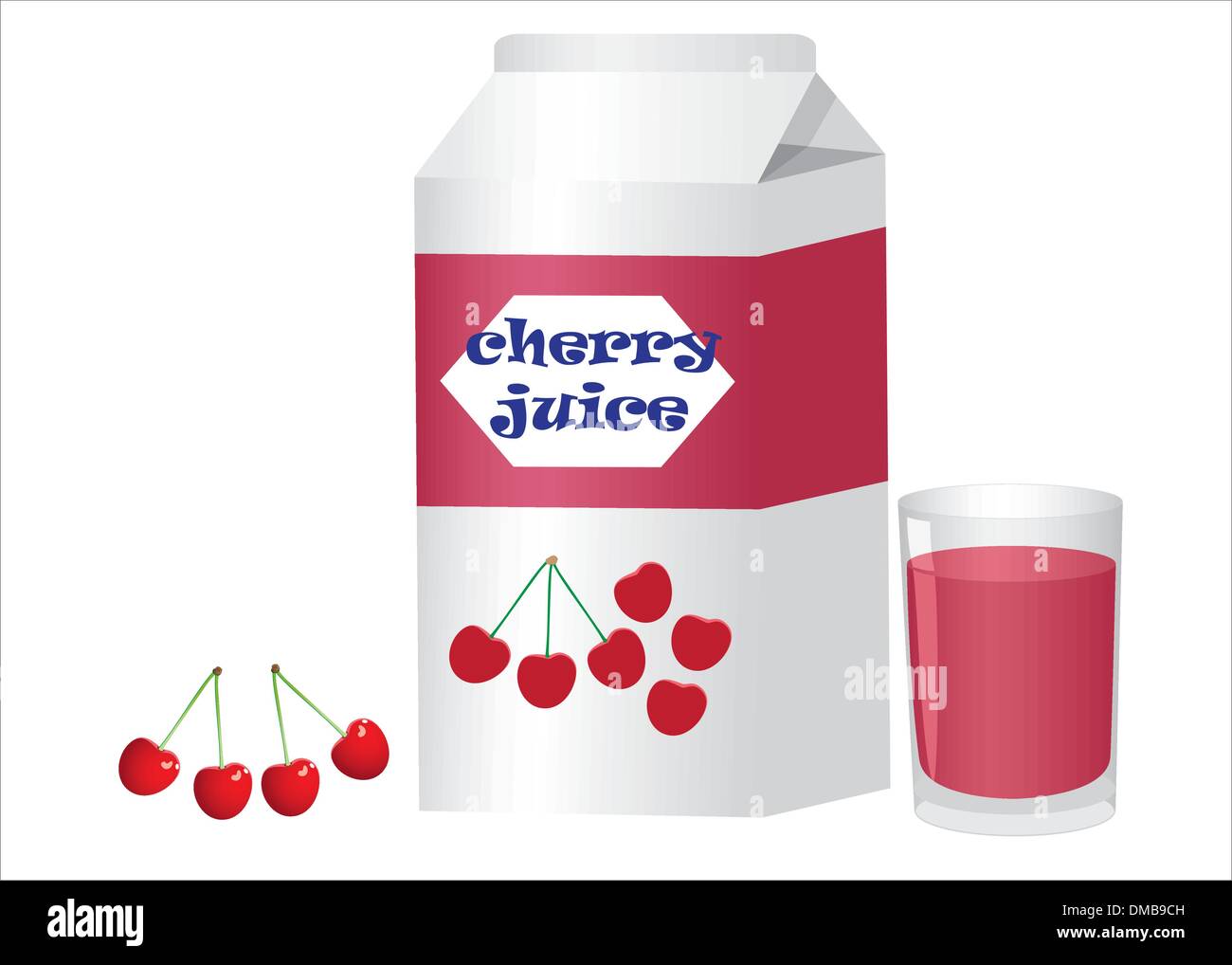 Box und Glas mit Kirschsaft Stock Vektor