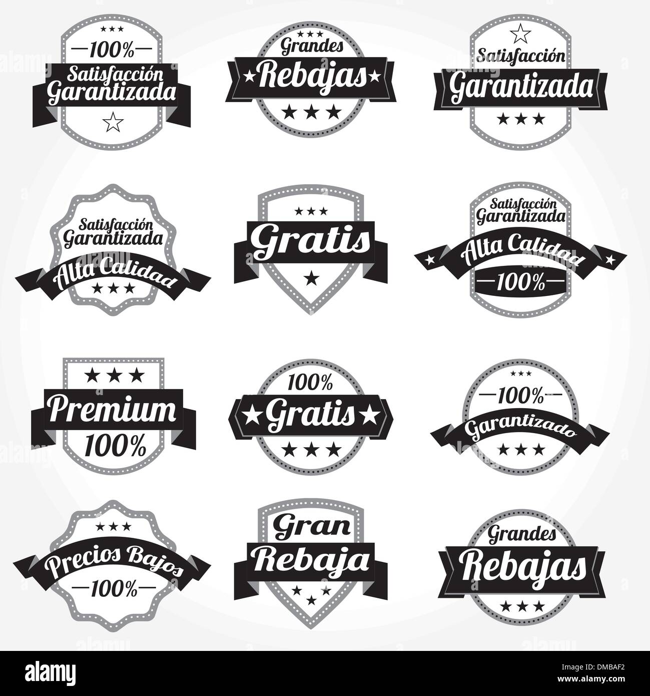 Setzen Sie spanische Vektor Etiketten gratis Retro-Vertrieb... Stock Vektor