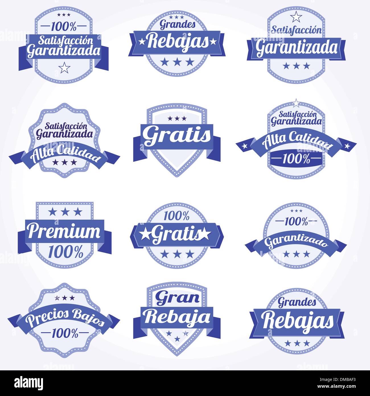 Setzen Sie spanische Vektor Etiketten gratis Retro-Vertrieb... Stock Vektor