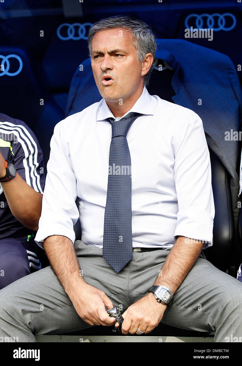 Real Madrid Trainer Jose Mourinho Real Madrid Vs Valencia La Liga match bei Estadio Santiago Bernabeu Madrid Spanien - 19.08.12 Stockfoto