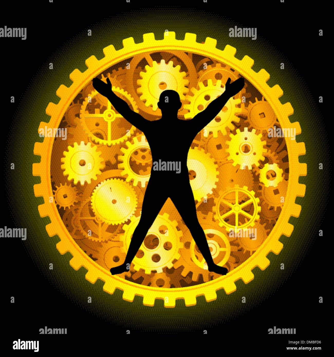 Menschliche Silhouette mit Getriebe Stock Vektor