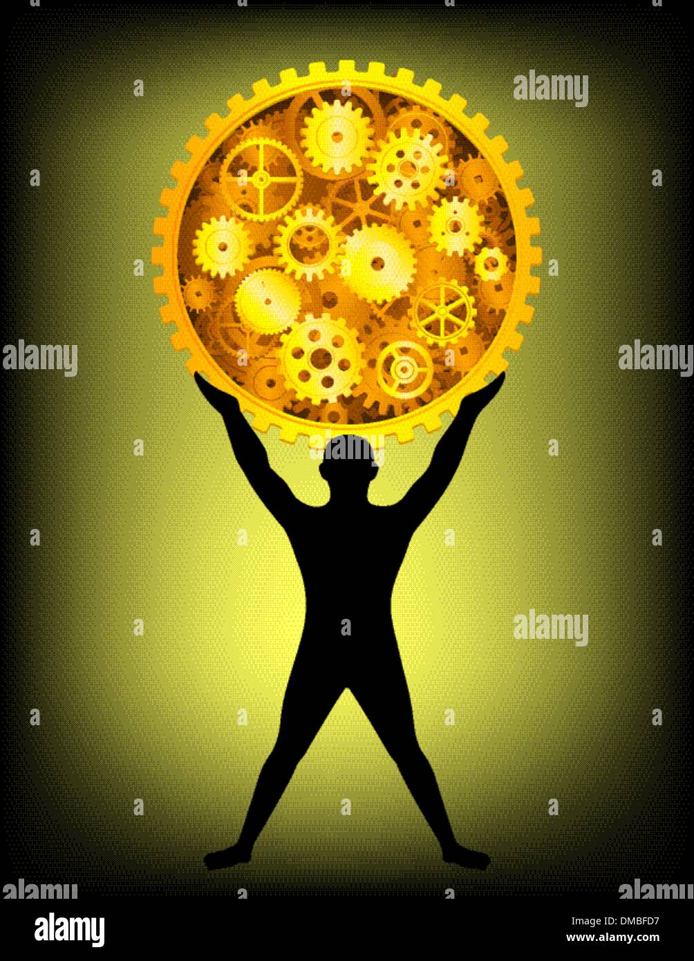 Menschliche Silhouette mit Getriebe Stock Vektor