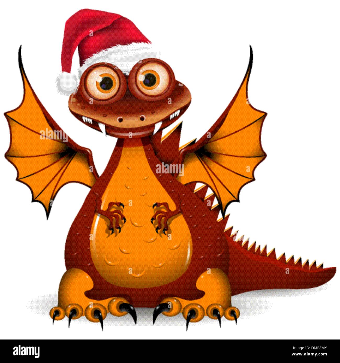 Drachen in rote Kappe Stock Vektor