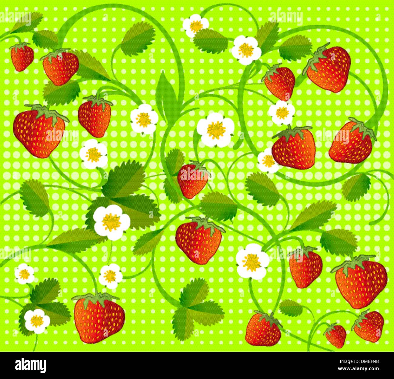 Erdbeere auf grün Stock Vektor