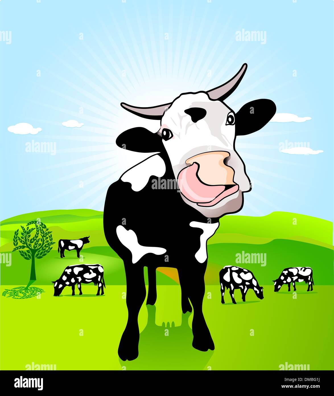 Kuh mit lose Zunge Stock Vektor
