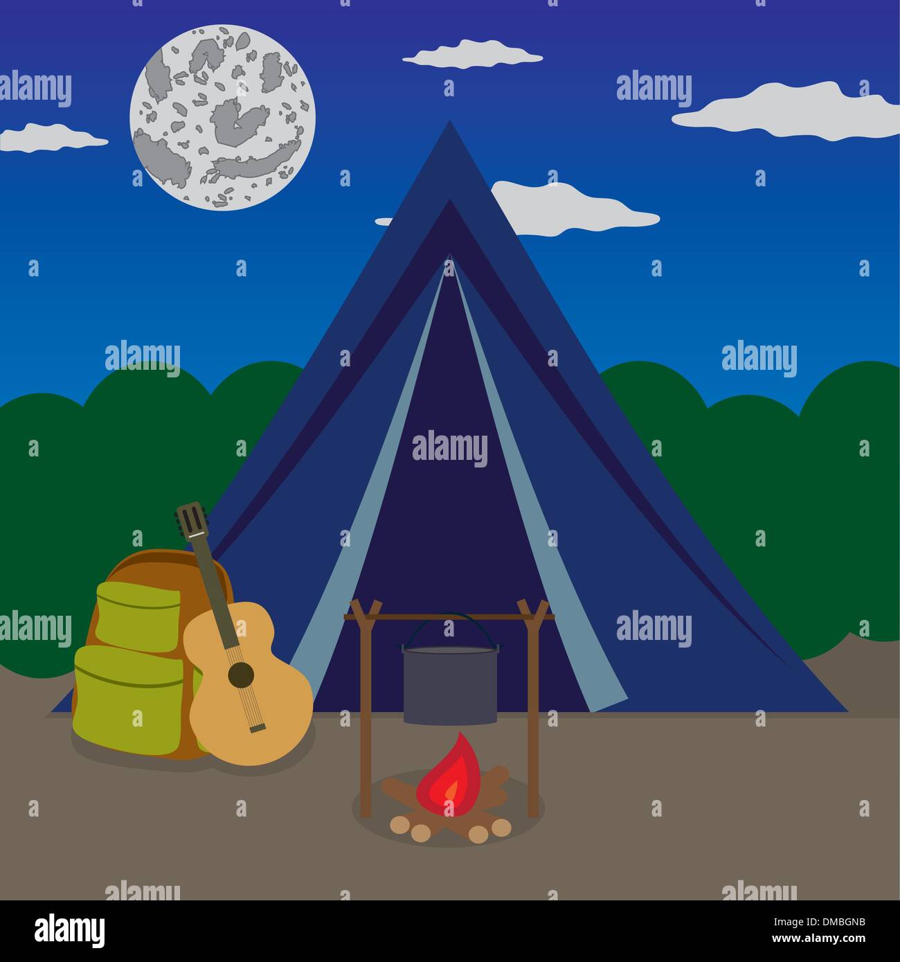 Nacht camping. Stock Vektor