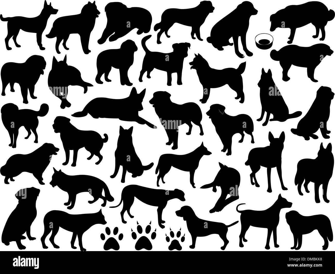 Hunde silhouette collage Stock Vektor