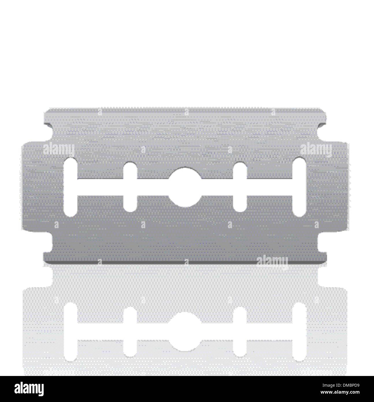 Rasierklinge isoliert auf weiss Stock Vektor