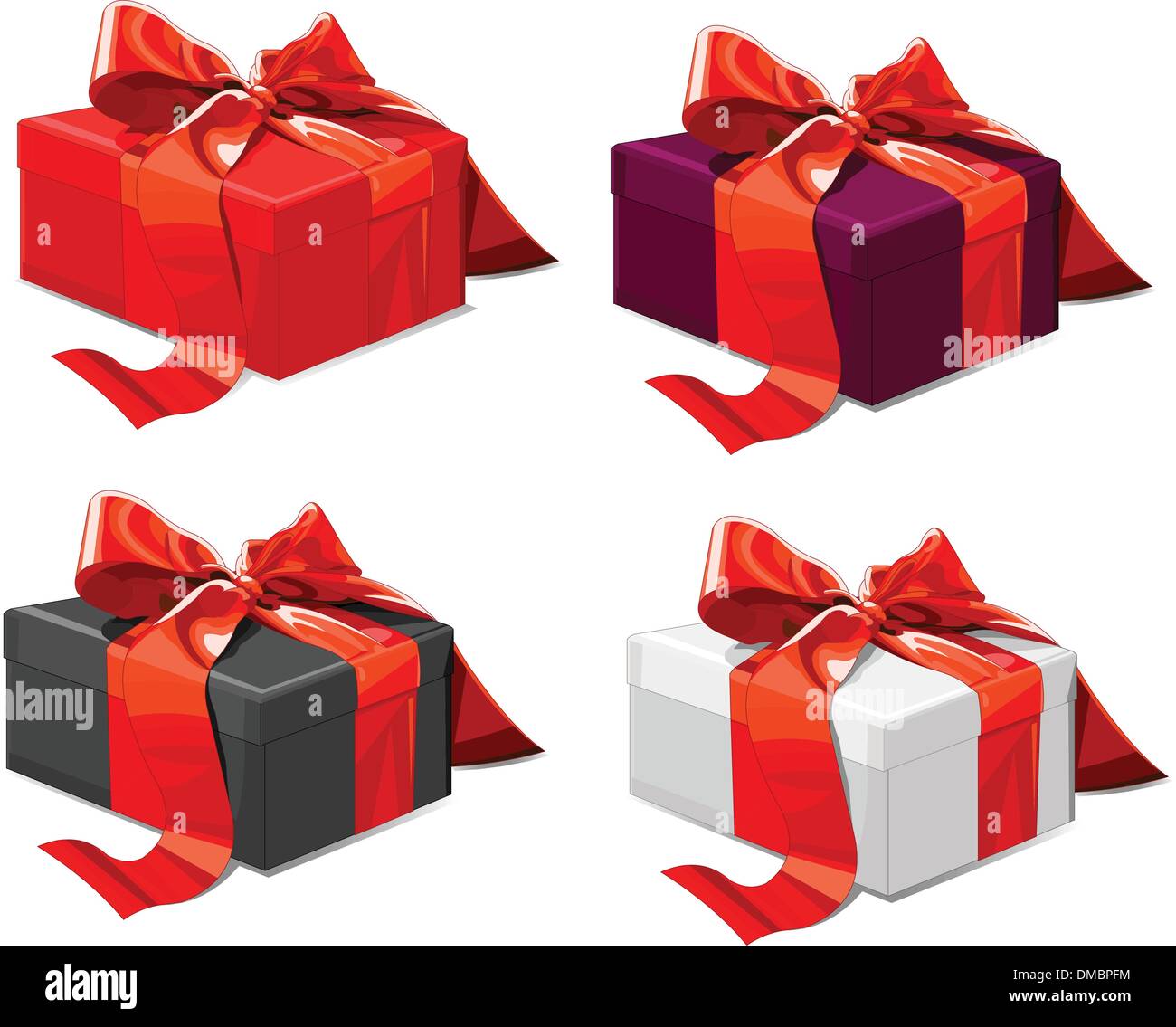 Rote Schleife Geschenk-Boxen Stock Vektor