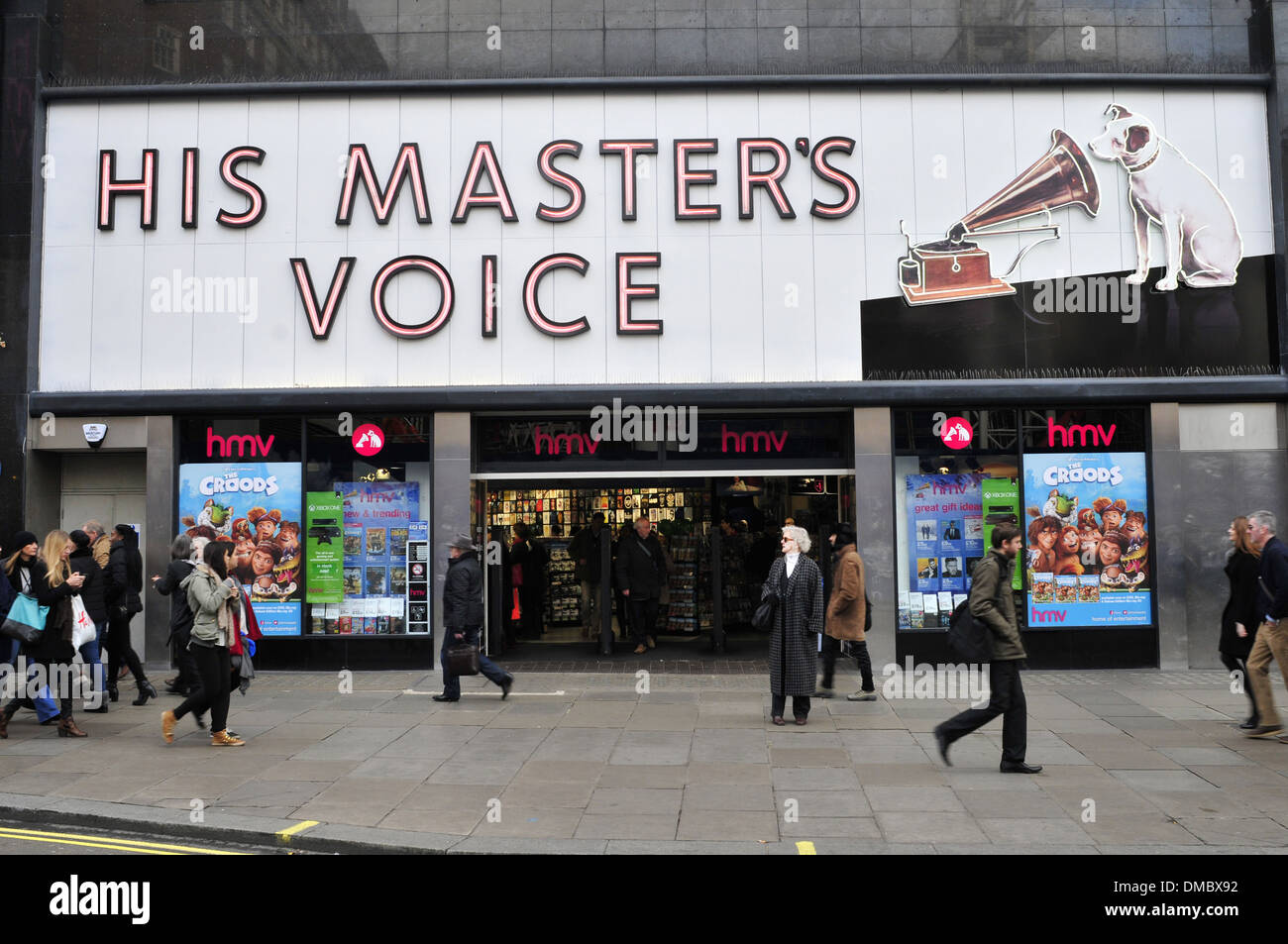 Eine Gesamtansicht der HMV speichern in der Oxford Street, London, UK Stockfoto