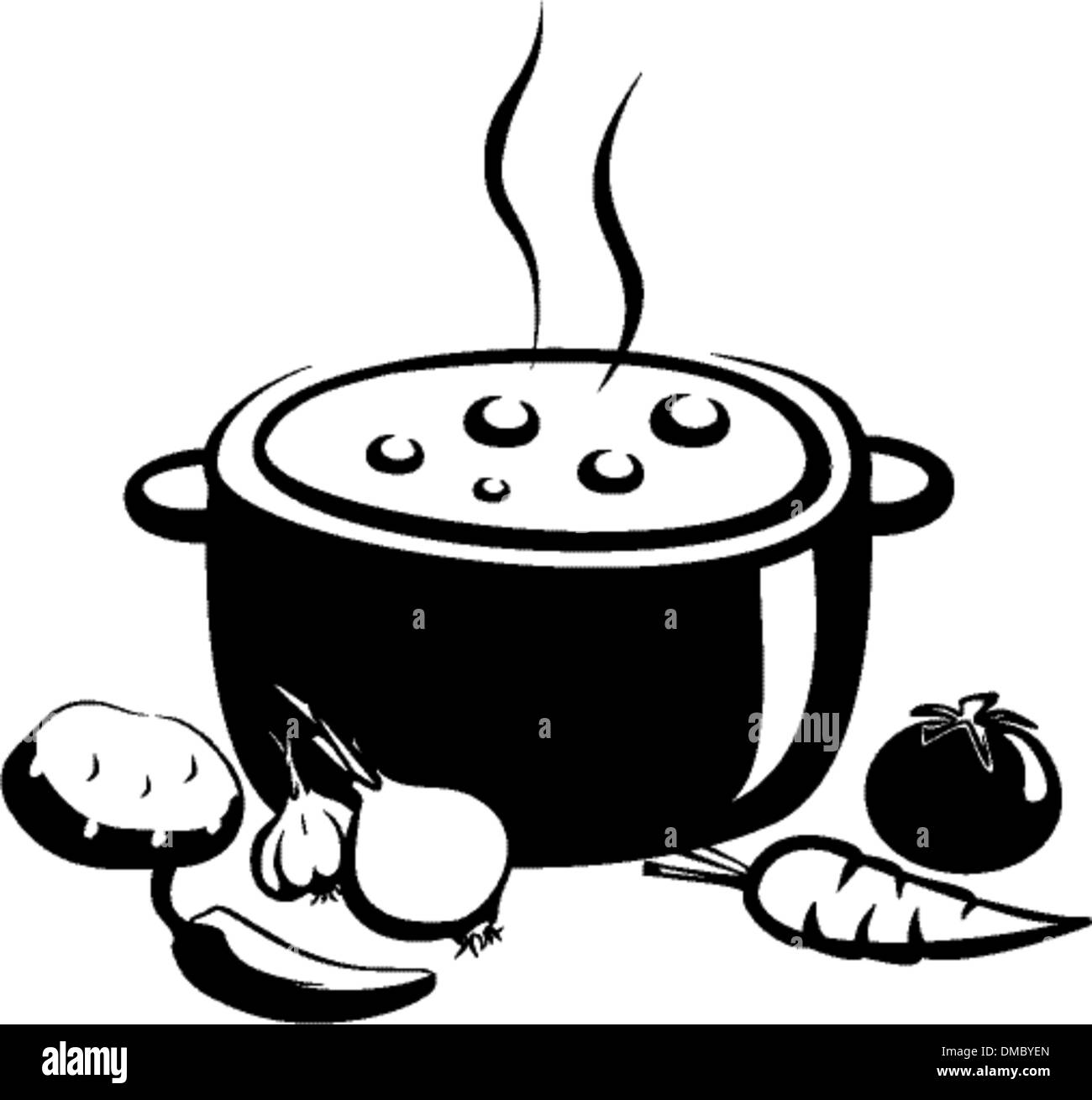 heiße Suppe-Vektor-Illustration, Lebensmittel und Zutaten Stock Vektor