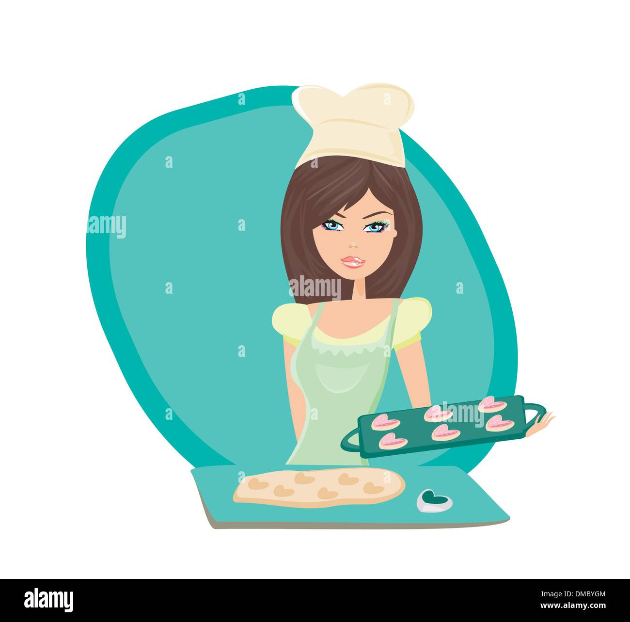 Schöne Dame Plätzchenbacken Stock Vektor