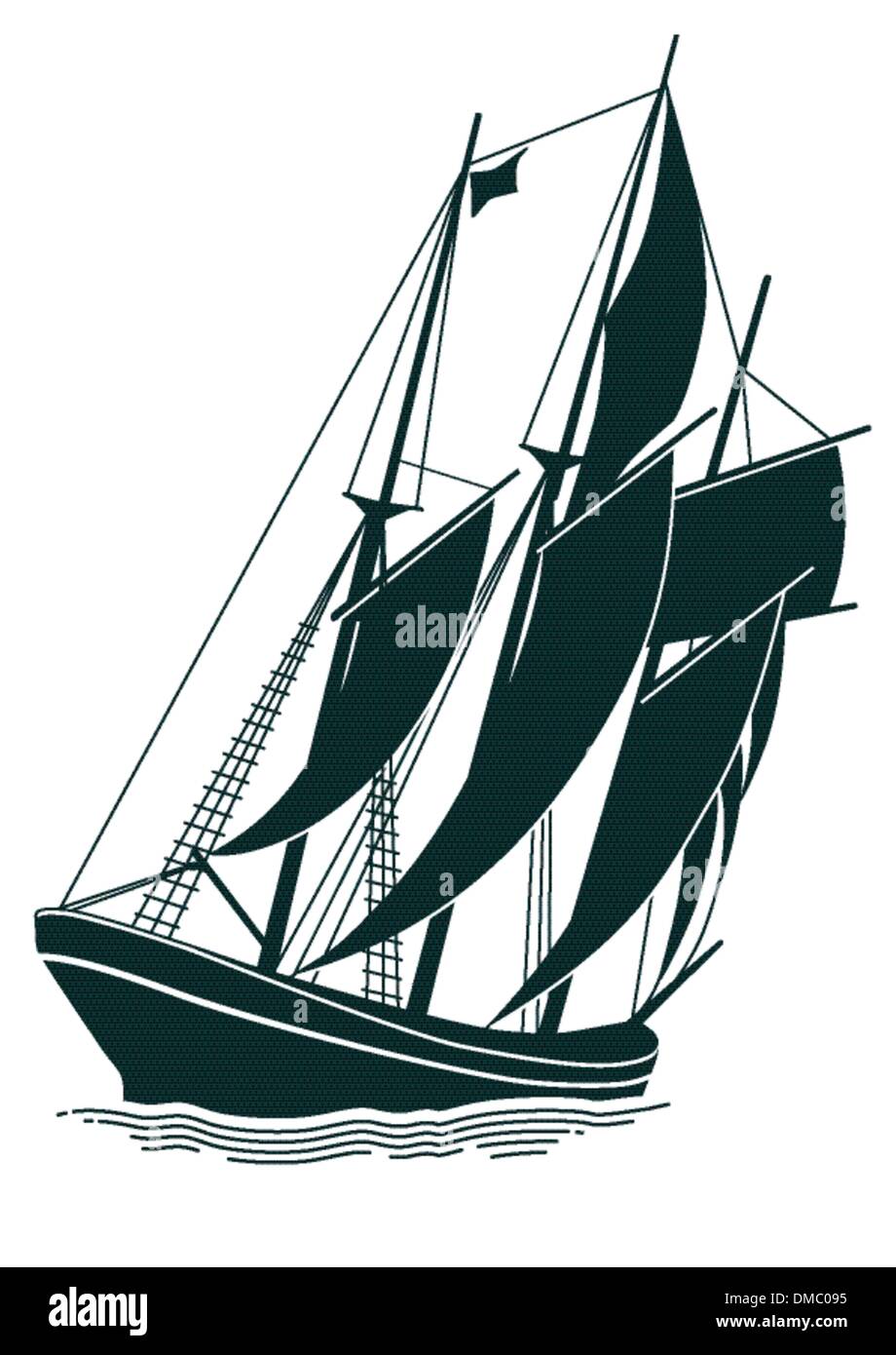 altes Segelschiff Stock Vektor