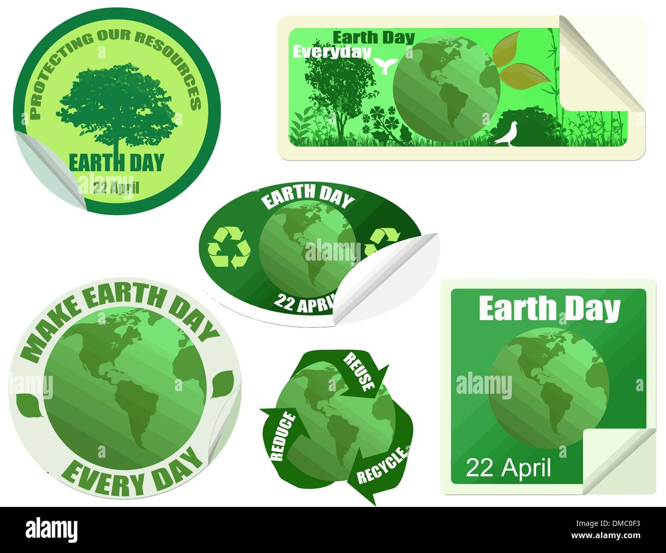 Earth Day Aufkleber set Stock Vektor